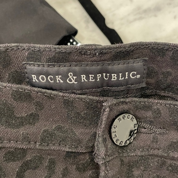 Rock & Republic Black Skinny Leopard Print Jeans Size 14 - Picture 7 of 9